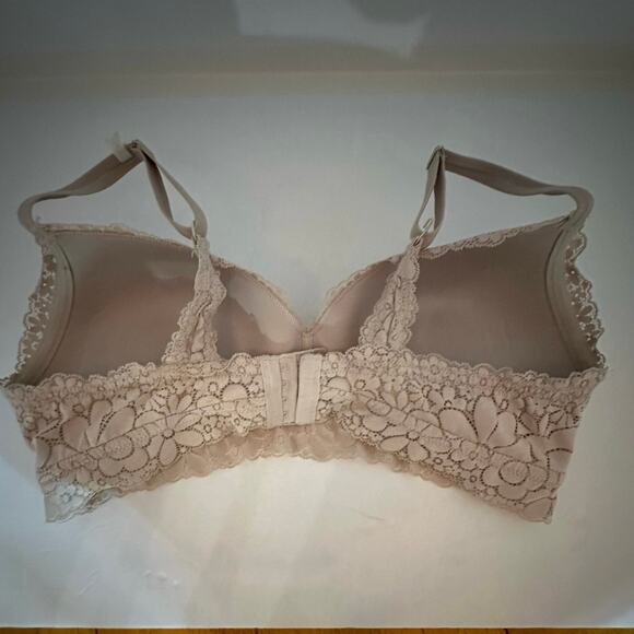 Aerie‎ Floral Lace Demi Bra Cream Adjustable Straps Women's Size 36E/DD - Picture 2 of 5